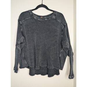 Free People One Blake Thermal Oversized Waffle Shirt Boho XS